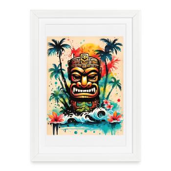 Art Tiki Splash - Affiche encadrée (27 × 37 cm) - blanc - Devant