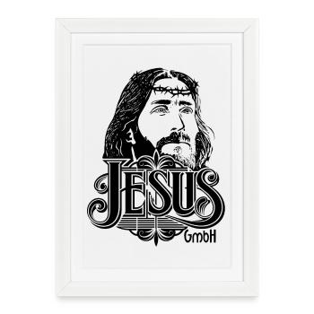 Jesus Head with Writing 2 - Framed poster (27 × 37 cm) - white - Front