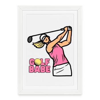 T-shirt Cute Golf Babe pour femmes, vêtements de golf - Affiche encadrée (27 × 37 cm) - blanc - Devant