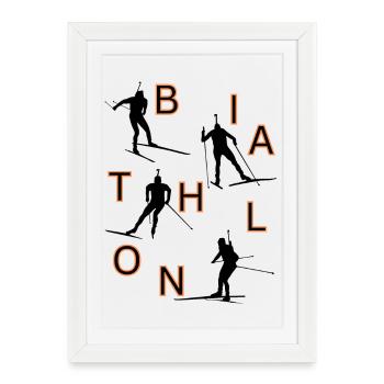 Biathlon Fan Apparel - Bold Winter Sports Graphic - Framed poster (27 × 37 cm) - white - Front