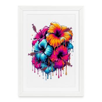 Fleurs d’hibiscus - Affiche encadrée (27 × 37 cm) - blanc - Devant