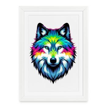 Wolf - Gerahmtes Poster (27 × 37 cm) - Weiß - Vorne