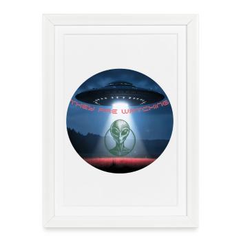 OVNI Ils regardent. - Affiche encadrée (27 × 37 cm) - blanc - Devant