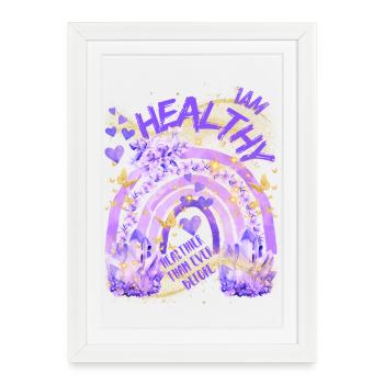 Health - I am healthy with rainbow - Framed poster (27 × 37 cm) - white - Front