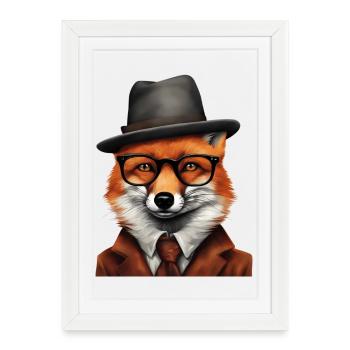 Sherlock Fox in Classic Attire - Framed poster (27 × 37 cm) - white - Front