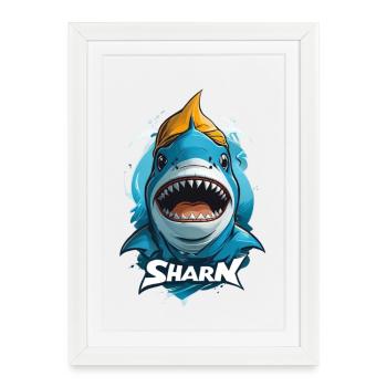 Shark - Framed poster (27 × 37 cm) - white - Front