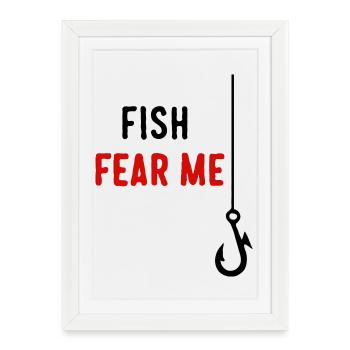 Les poissons me craignent - Affiche encadrée (27 × 37 cm) - blanc - Devant