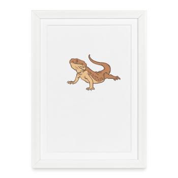 Dragon barbu - Affiche encadrée (27 × 37 cm) - blanc - Devant