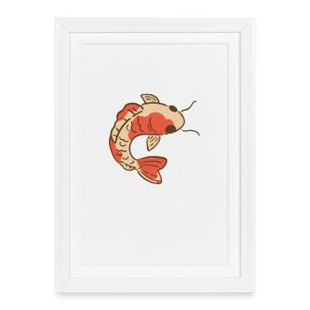 Carpe Koi élégante - Affiche encadrée (27 × 37 cm) - blanc - Devant