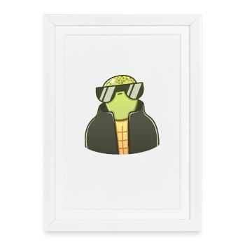 Tortue calme - Affiche encadrée (27 × 37 cm) - blanc - Devant