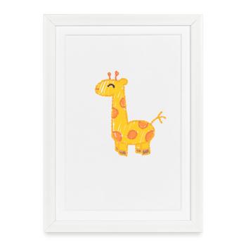 L’élégante girafe - Affiche encadrée (27 × 37 cm) - blanc - Devant