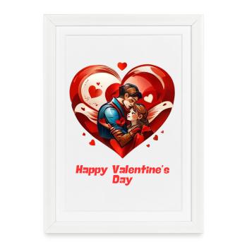 Happy Valentine s Day - Affiche encadrée (27 × 37 cm) - blanc - Devant