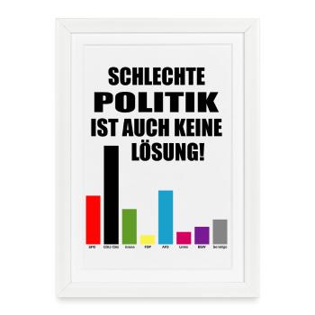 Bad politics is not a solution either - Framed poster (27 × 37 cm) - white - Front
