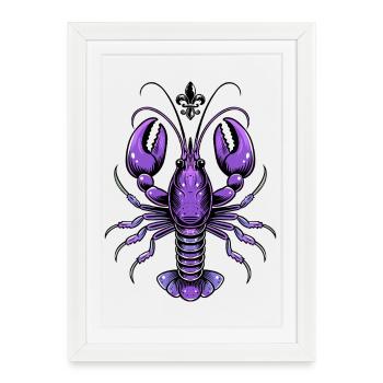 Mardi Gras crawfish with fleur-de-lis design - Framed poster (27 × 37 cm) - white - Front