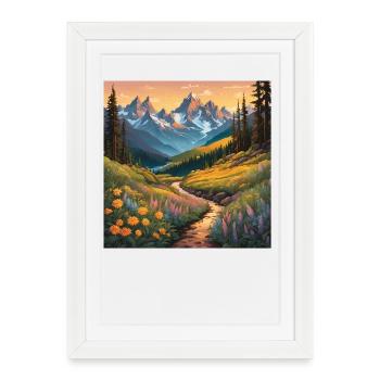 Alpine Meadow Trail - Framed poster (27 × 37 cm) - white - Front