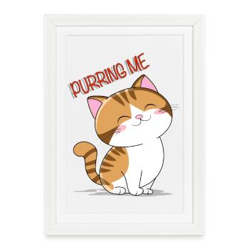 Chaton qui ronronne - Affiche encadrée (27 × 37 cm) - blanc - Devant