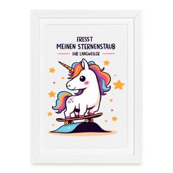 Skateboard Unicorn - Framed poster (27 × 37 cm) - white - Front