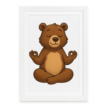 Sweet Bear Yoga Relaxation Chill Méditation Relax - Affiche encadrée (27 × 37 cm) - blanc - Devant