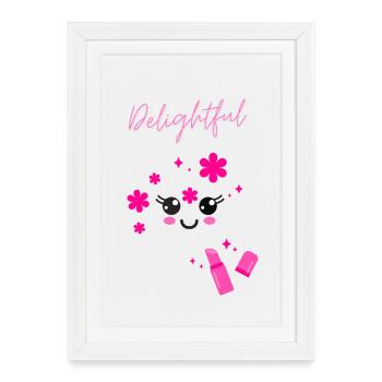 Délicieux avec un joli rouge à lèvres kawaii pour le visage - Affiche encadrée (27 × 37 cm) - blanc - Devant