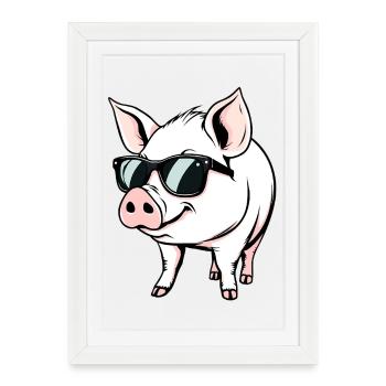 Cochon - Affiche encadrée (27 × 37 cm) - blanc - Devant
