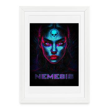 Nemesis – Cyber Face des Ténèbres - Affiche encadrée (27 × 37 cm) - blanc - Devant