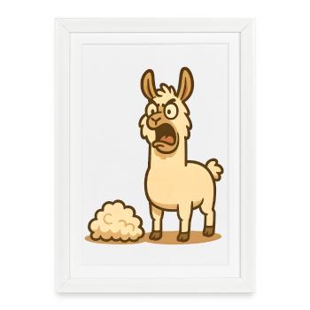 Illustration humoristique de lama - Affiche encadrée (27 × 37 cm) - blanc - Devant