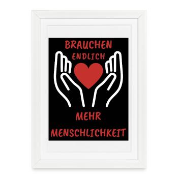 Conception d’un cœur et d’une main avec message - Affiche encadrée (27 × 37 cm) - blanc - Devant