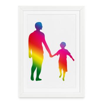 Père et fils main dans la main - Affiche encadrée (27 × 37 cm) - blanc - Devant
