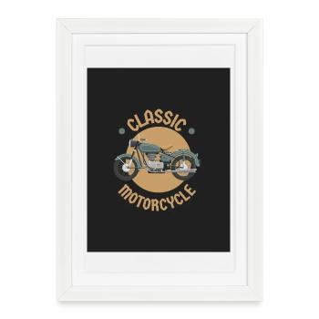 Illustration de moto vintage classique - Affiche encadrée (27 × 37 cm) - blanc - Devant