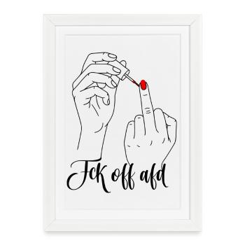 Doigt d’honneur contre AFD Fck of Alternative - Affiche encadrée (27 × 37 cm) - blanc - Devant