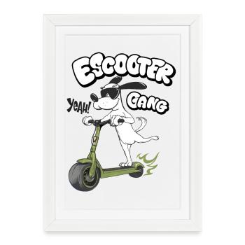 E Scooter Gang Humor Illustration - Gerahmtes Poster (27 × 37 cm) - Weiß - Vorne