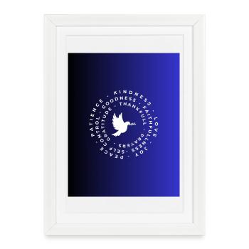 Dove design with words of love and gratitude - Framed poster (27 × 37 cm) - white - Front