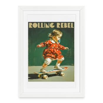 Rebellious skateboard girl - Framed poster (27 × 37 cm) - white - Front