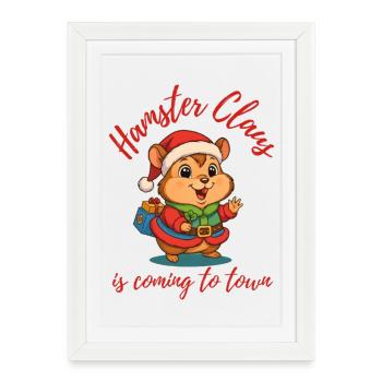 Hamster Noël - Affiche encadrée (27 × 37 cm) - blanc - Devant