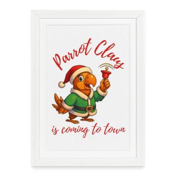 Perroquet Claus - Affiche encadrée (27 × 37 cm) - blanc - Devant