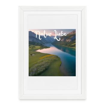 Nature Love Mountain Lake Landscape - Framed poster (27 × 37 cm) - white - Front