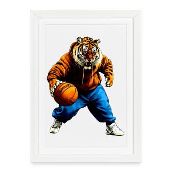 Basket-ball des Tigers - Affiche encadrée (27 × 37 cm) - blanc - Devant