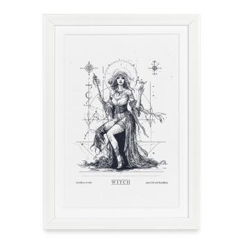 Mystical witch with magic wand - Framed poster (27 × 37 cm) - white - Front