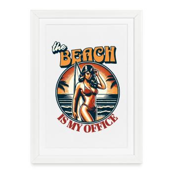 John Doe Jr - La plage est mon bureau - Affiche encadrée (27 × 37 cm) - blanc - Devant