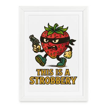Dessin de dessin animé de fraise - Affiche encadrée (27 × 37 cm) - blanc - Devant