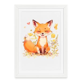 Playful Fox - Framed poster (27 × 37 cm) - white - Front