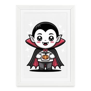 Pumpkin Vampire Halloween Design - Framed poster (27 × 37 cm) - white - Front