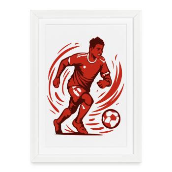 Joueur de football dynamique en action design - Affiche encadrée (27 × 37 cm) - blanc - Devant