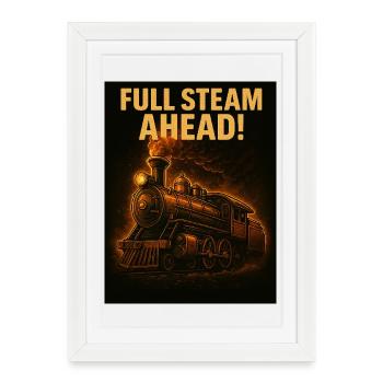 Locomotive à vapeur - Affiche encadrée (27 × 37 cm) - blanc - Devant