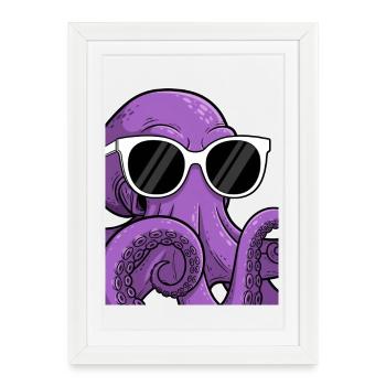 Casual octopus with sunglasses - Framed poster (27 × 37 cm) - white - Front