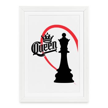 Reine des échecs demi-cœur gauche - Affiche encadrée (27 × 37 cm) - blanc - Devant