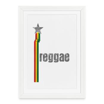 Conception de logo Reggae Star Rasta - Affiche encadrée (27 × 37 cm) - blanc - Devant
