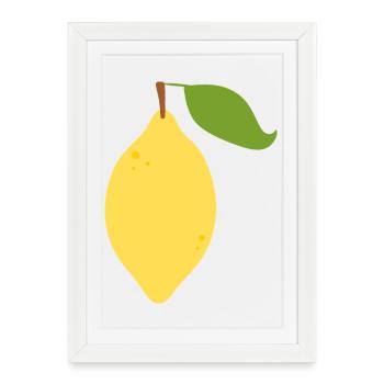 Conception moderne de motif d’agrumes citron - Affiche encadrée (27 × 37 cm) - blanc - Devant