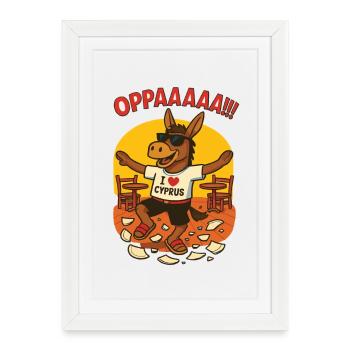 Drôle d’âne avec des inscriptions chypriotes - Affiche encadrée (27 × 37 cm) - blanc - Devant