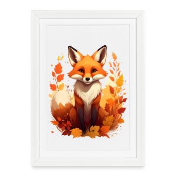 Fox in Autumn - Framed poster (27 × 37 cm) - white - Front